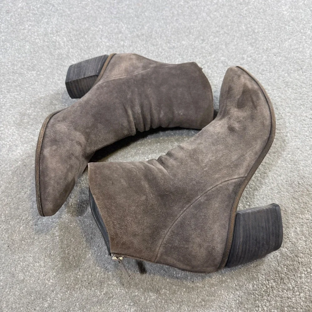 Officine Creative Suede Ankle Boots Taupe Gray Western Pointed Toe EU 40.5 Italy